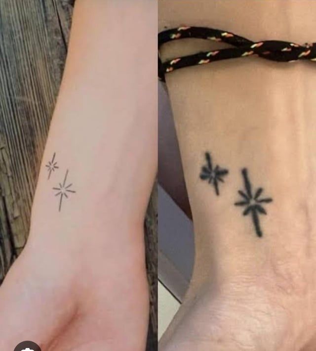 Side-by-side comparison of fine-line and darker botanical wrist tattoos